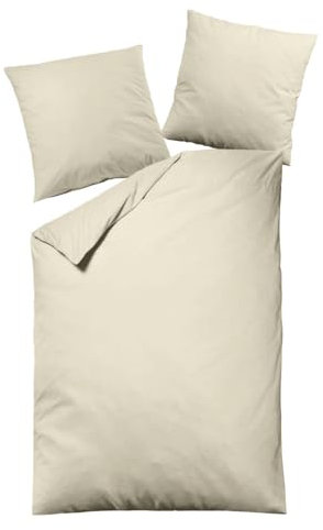 JACK 1B Dormisette by Linon/Renforcé Bettwäsche 135x200cm 2 TLG. Unifarben Uni Grau/Grün/Creme, Farbe:Creme