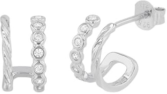 NOELANI Creolen 925 Sterling Silber Damen Ohrschmuck, mit Zirkonia synth., 1 cm, Gold, Kommt in Schmuck Geschenk Box, 2036061
