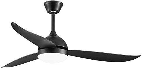 Drumm Ventilateur de plafond avec lumière et télécommande,Pales en bois naturel épaissies,Silencieux,Moteur en cuivre,3 vitesses,3 luminosité,Φ132 cm,Noir
