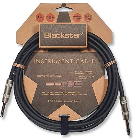 Blackstar Cable de instrumento de 3 m (10 pies) Conector recto de ¼” a conector recto de ¼” para bajo/guitarra eléctrica/electroacústica/teclado/amplificador