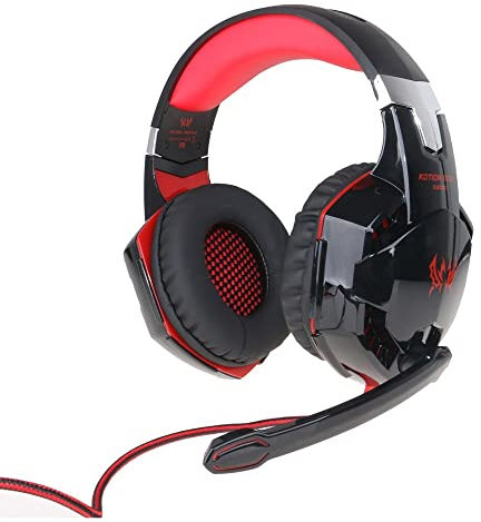 QESTO ACT Gaming Headset,3.5MM Jack Stereo Bass Surround Noise Isolation Gaming Headphone with Mic&Control Switch(Orange)(Red)