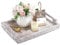 IGNPION Rattan Serving Tray Home Bathroom Guest Towel Decorative Display Woven Table Storage with Handle Desktop Organiser for Tableware, Kitchen, Ornament, Whitewash, 34x24cm (IGPUK0673)