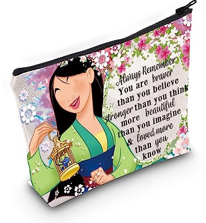 LEVLO Kosmetiktasche mit Reißverschluss, Motiv: Cartoon-Film, Prinzessinnen-Fans, Geschenk You Are Braver Stronger Smarter Than You Think Fairy Tale, Always HML, Make-up-Tasche