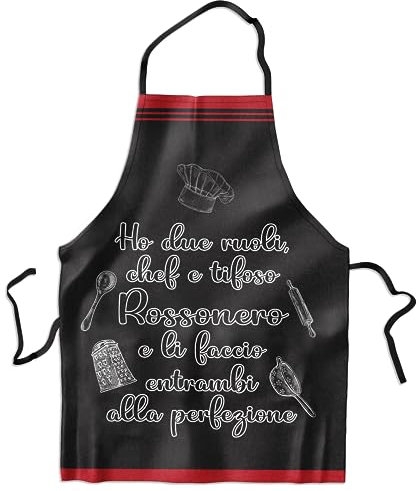 KAÏDENSÏ Idea de regalo para aficionados al fútbol original – Delantal de cocina divertido Chef – Gadget Ideas regalos divertidos para aficionados, Rossonero, Talla única