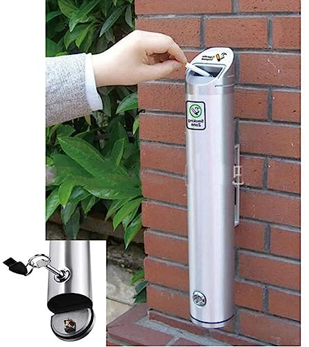 JTYX Wall Mounted Metal Ashtray, Outdoor Cigarette Butt Container for Home Garden Patio - Stainless Steel Cigarettes Butt Disposal Large Capacity Ash Tray