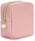 Trousse de Maquillage Femmes Petit Mini Pochette de Rangement Cosmétique Portable avec Poches Intégrées Pochette en Cuir Végétalien, Rose Brevet en Instance