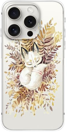 FancyCase Schutzhülle für iPhone 15 Pro (6,1 Zoll) - Frauen Mädchen Niedlich Sleepy Fox Design Lovely Cartoon Tier Muster Flexible TPU Schutzhülle Klar Hülle Kompatibel mit iPhone 15 Pro (Sleepy Fox)