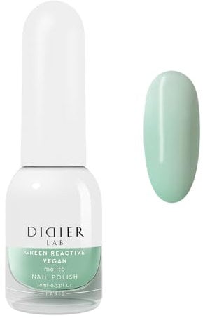 DIDIER LAB Green Reactive - Mojito - Pintauñas Normales - Pintauñas Vegano Cruelty Free - 25 Free Fórmula - Esmalte Uñas Ecologico - Esmalte de Unas Verde Menta - 10ml