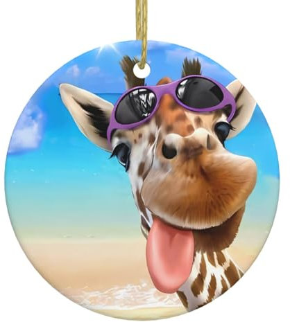 Strand Giraffe Druck Personalisierte Weihnachtskugel, Keramik Runde Weihnachten Hängende Ornament, Weihnachtsbaum Dekoration Für Freund Freundin Frau Xmas Geschenke