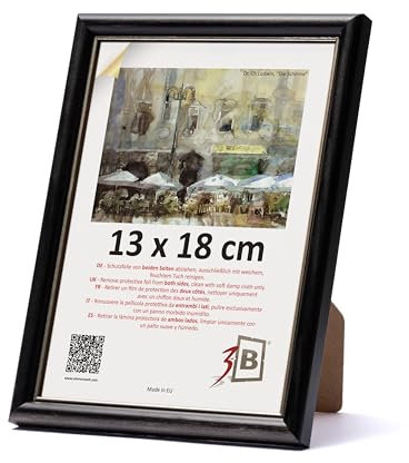 3-B Bilderrahmen COMO RUSTIKAL - Schwarz/Silber - 13x18 cm - Holzrahmen, Fotorahmen, Portraitrahmen mit Acrylglas