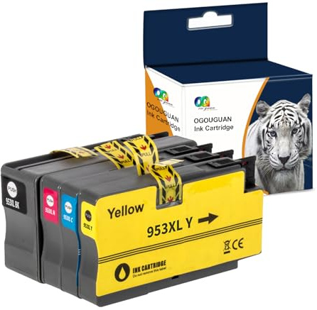 OGOUGUAN 953XL Druckerpatronen kompatibel zu HP 953 Multipack HP Officejet Pro 7720 7730 7740 8210 8218 8710 8715 8720 8725 8728 8730 8740 Chip (Schwarz, Cyan, Magenta, Gelb)