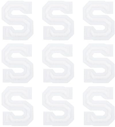 QUARKZMAN 9 Stück Buchstaben zum Aufbügeln, 4.7 cm Selbstklebende Chenille Buchstaben S, Gestickter Patch zum Aufbügeln für Kleidung, Stoffe, Schuhe, Taschen (Weiß)