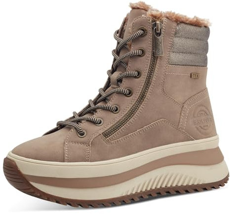 s.Oliver Damen Sneaker hoch mit Fütterung Plateau Wasserabweisend, Braun (Taupe), 38 EU