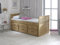 Single Captain Storage Wooden Bed, 3FT, with 3 storage drawers and a Pull Out Under Bed. Slatted Guest Bed Frame with Headboard and Footboard, Available in White or Waxed (Waxed)