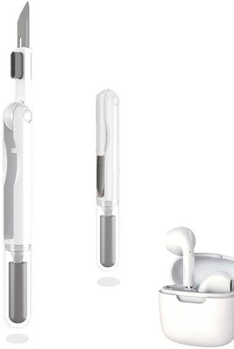 Rluobo Reinigungsset für Airpods, 1-2,3 In 1, Neues Airpods Reiniger mit Memory-Schaum, für Kopfhörer, Handy, Kamera und USB-C Port, Earbuds (Weiß + Grau)