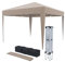 Gazebo Pieghevole 3x3m Idrorepellente con 4 Sacche per Pesi e Borsa Trasporto - Chiusura a Fisarmonica per Fiere, Campeggio, Esterno, Piscina - Struttura in Acciaio - Copertura 160g/m² (Tortora)