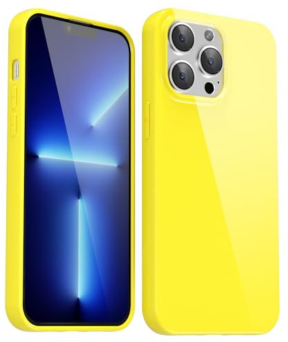 Svanove for iPhone 13 Pro Max Case Silicone, Glossy Soft Rubber Gel Jelly Cute Protective Plastic Simple Plain Phone Case Cover for Women Girl, Slim Thin Flexible Shockproof TPU, Yellow
