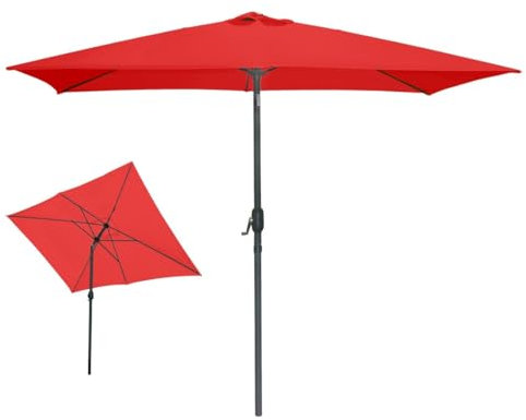 Meublorama Parasol inclinable rectangulaire rouge 200x300cm
