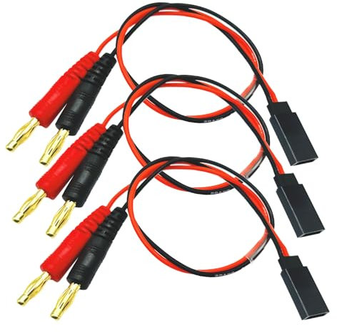 3 Packungen Futaba-Stil Empfängerstecker auf 4 mm Bananenstecker, Akku-Ladekabel, Adapter, 20 AWG, 30 cm, Silikonkabel