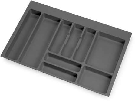 emuca Besteckeinsatz Optima für Schrankbreite 80 cm, Rand schneidbar (B 704-736 x T 418-482), Kunststoff, Anthrazitgrau