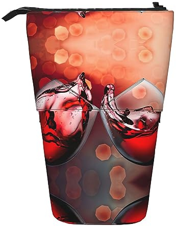 EdWal Trousse à crayons télescopique avec motif verre de vin rouge et inscription « Cheers », Noir , Taille unique, Organiseur de sac