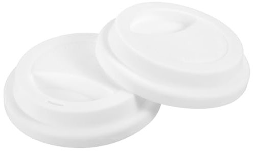 sourcing map 2Pcs 3.31-3.38 Silicone Cup Lids, Drinking Lid Reusable Sealed Mug Lid for Ceramic or Glass Coffee Mug Spill-Proof, Durable Coffee Cup Covers, White