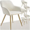 tectake® 6X Esszimmerstuhl, Sessel bequem mit Armlehne, Polsterstuhl, Cord Cocktailsessel, Loungesessel für Wohnzimmer, Esszimmer, Moderne Küchenstühle, Bürostuhl - Creme/Gold