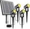 Totofac Solarlampen für Garten, wasserdichtes Solarlicht für Außengebrauch mit Bodenspitze, 4 Helligkeitsstufen, LED, Warm White, Solargartenlicht für Garten, Sträucher und Treppen, Pack von 4