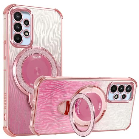 YUEQIAN Glitzer Hülle für Samsung Galaxy A52s 5G/Samsung Galaxy A52, Ultradünn Transparent Bling Pailletten Ring Ständer Handyhülle, Glänzend Weiches TPU Mädchen Stoßfest Schutzhülle. Rosa