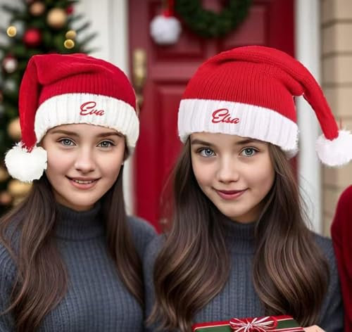 Personalisierte Weihnachtsmütze, individuelle Weihnachtsmannmütze, Weihnachtsmannmütze, bestickte Weihnachtsmütze, Weihnachtsmütze, Weihnachtsmannmütze, Weihnachtsmütze für Erwachsene (Erwachsene, 1