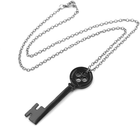 GAUEIOUR Collana con bottone a manica ispirata al film horror e fantasy, collana con ciondolo a forma di tesoro, gioiello coraline The Secret Door Coraline Key per Halloween, cosplay, feste in