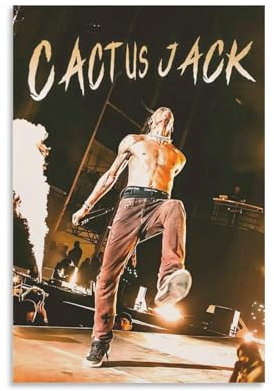 Xuseoua Travis Poster décoratif sur toile style rétro rappeur Scott - Motif cactus Jack - Couverture en direct - Décoration murale pour chambre à coucher - 30 x 45 cm
