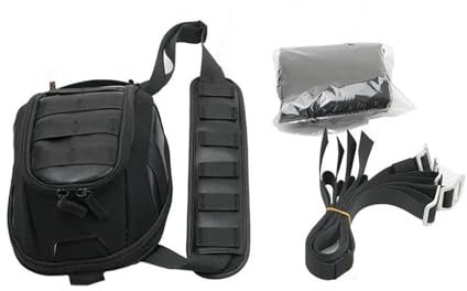 Aufbewahrungstasche Motorrad-Tankrucksack Magnetische Kraftstofftank-Gepäcktasche für Universal-Retro-Motorrad-Öltank-Tasche, tragbarer Rucksack mit Riemen, praktische Tragetasche(Black B)