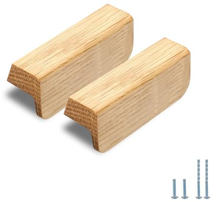 Evionlin 2 Stück Eichenholz schräg Winkel 7 cm Holz Windschutz Schrank Türgriff Holz Antik Stil Lange Walnuss Schrank Schublade Türgriff