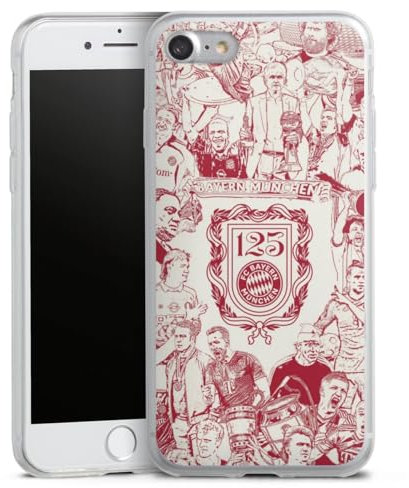 Slim Case extra dünn kompatibel mit Apple iPhone 7 Silikon Handyhülle transparent Hülle FCB 125 Jahre FC Bayern München Offizielles Lizenzprodukt