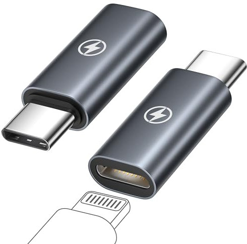 Adaptateur Lightning vers USB C (Lot de 2), Adaptateur Lightning Femelle vers USB C Mâle 60W Charge Rapide pour iPhone 16/16 Pro/15 Pro Max/15 Plus,iPad, Samsung Galaxy S25/S24/S23, Pas pour Audio/OTG