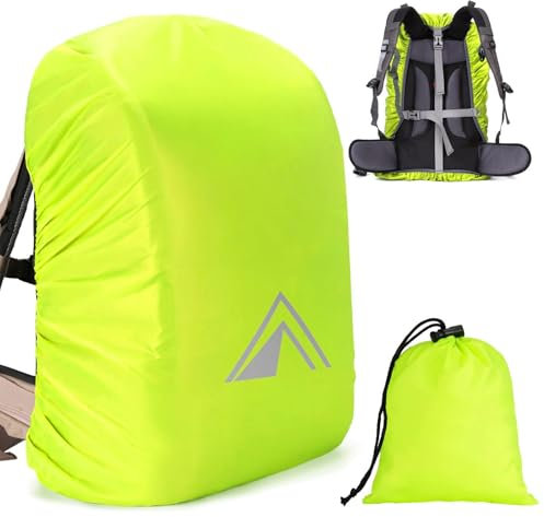 PINEPAN Rucksack-Regenschutz mit Reflektorstreifen 100% wasserdicht Ultraleichter Rucksack-Regenschutz Taschenhülle zum Wandern, Radfahren, Camping, Outdoor, Jagen, Reisen, Grün, 70 l