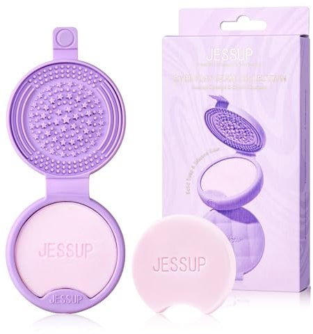 Jessup Makeup Brush Cleaner Mat Silicone with 2pcs Solid Soap, Portable Cleaning Tool for Cleaning Makeup Sponges Brushes, A013