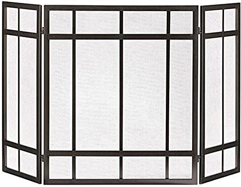 CCKUYT Spark Protection 3 Panel Fireplace Screen Fire Place Doors, Wrought Iron Classic Fire Place Gate Screens Outdoor Decor Mesh, Tall 80cm