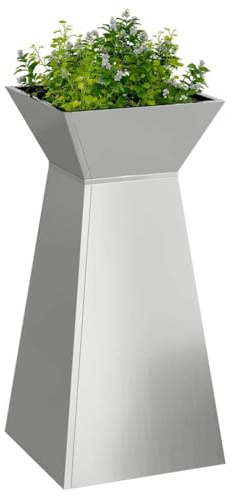 vidaXL Säulen Pflanzer Silber 35 x 35 x 73 cm Verzinkter Stahl | Die schlanke zylindrische Form bringt einen frischen Look in deine Deko, Super geeignet für drinnen und draußen,