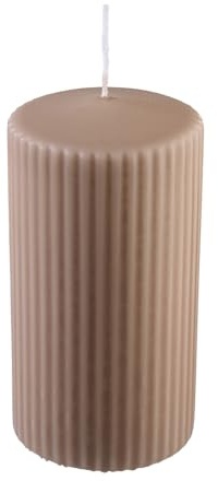 Stumpenkerzen 4er Set Geriffeltes Design „Antika“ - Rillenkerzen Deko - Lange Brenndauer (Sahara, ⌀ 7 cm H: 13 cm (61h))