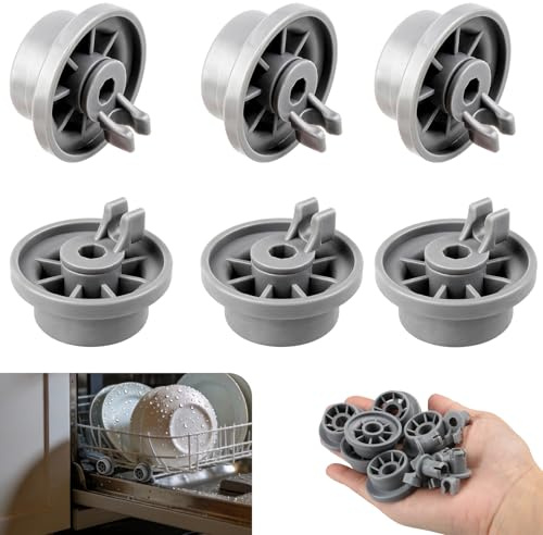 6PCS Dishwasher Lower Basket Wheels Replacement for Bosch Siemens 165314 | for Bosch & Siemens, Snap-On Installation, Durable Plastic Material, Smooth Rolling Design, Replacement Part 165314,Pack of 6