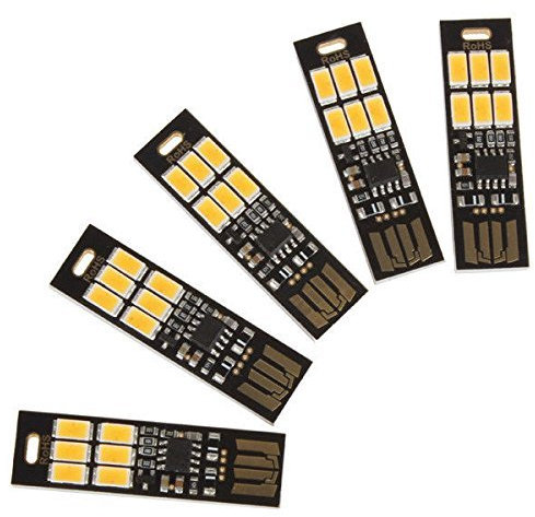 Ultra-thin 6LED USB Night Light Pocket Lamp Keychain Touch stepless (KaltweißX5)