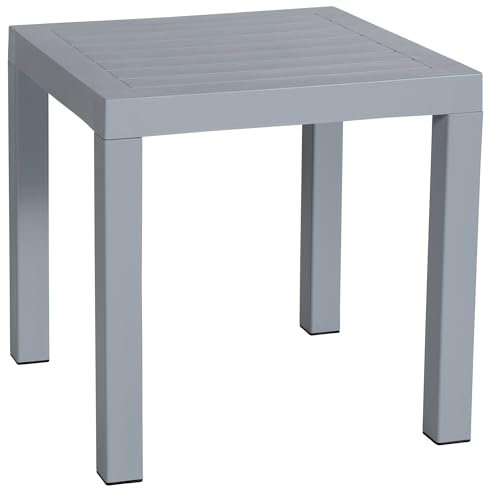 CLP Beistelltisch Ocean I Wetterfester Gartentisch Aus UV-beständigem Kunststoff I Witterungsbeständiger Tisch, Farbe:grau