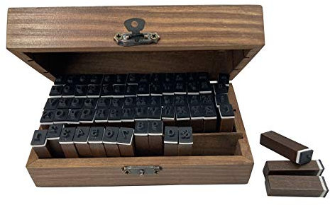 Becho 70 Stück Alphabet-Stempel, Vintage-Holz, Gummi, Buchstaben, Zahlen und Symbol, Stempel-Set für Kunst, Handwerk, Kartenherstellung usw