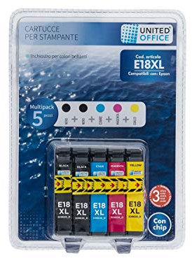 UNITED OFFICE Druckerpatronen Multipack für Epson Tintenpatronen E18XL