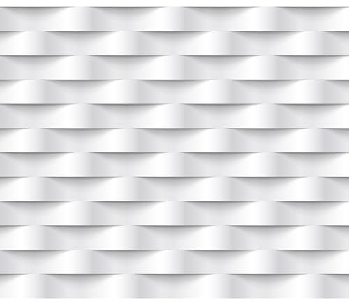 decomonkey - Papier Peint Panoramique Abstrait 350x256 cm - Décoration murale moderne – Tapisserie décorative pour chambre salon - Abstraction illusion géométrique blanche fond d'espace moderne