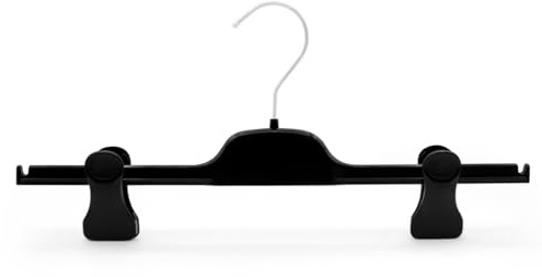 Kiroplast Kleiderbügel Hosenbügel 36cm Schwarz, Clip mit Gummi, Hergestellt in Italien