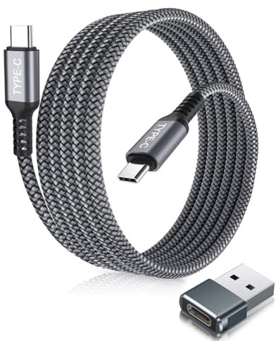 Elebase Apple iPhone 16 15 Pro Max Car Charger Cable 3M,USB C to USB C Cord 100W with USB Adapter,Power Delivery Fast Charging Lead for iPad,Air 5 Mini 6 7,AirPods 4,Samsung Galaxy S25 S24 A54 A55