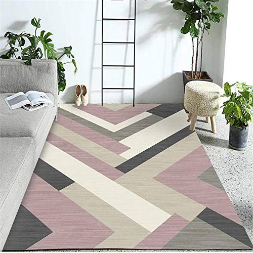 Xiaosua auslegware teppichboden Pink Wohnzimmer Teppich rosa gestreiften geometrischen Muster weichen Teppich waschbar Teppich eingangsbereich 80X120CM Teppich+Wohnzimmer 2ft 7.5''X3ft 11.2''